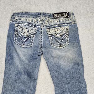 Premiere by Rue 21 Womens Jeans Size 7/8S Y2K Low Rise Bootcut Rhinestone